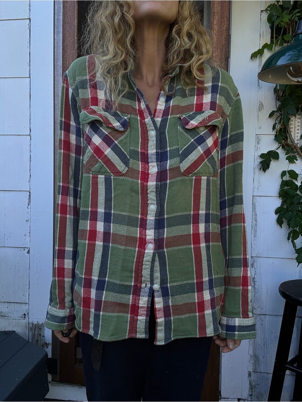 Ralph Lauren Double RL Green Red Navy Plaid Button-Down Shirt